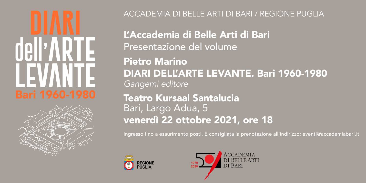 Pietro Marino “Diari dell’Arte Levante - Bari 1960-1980” - Presentazione del libro