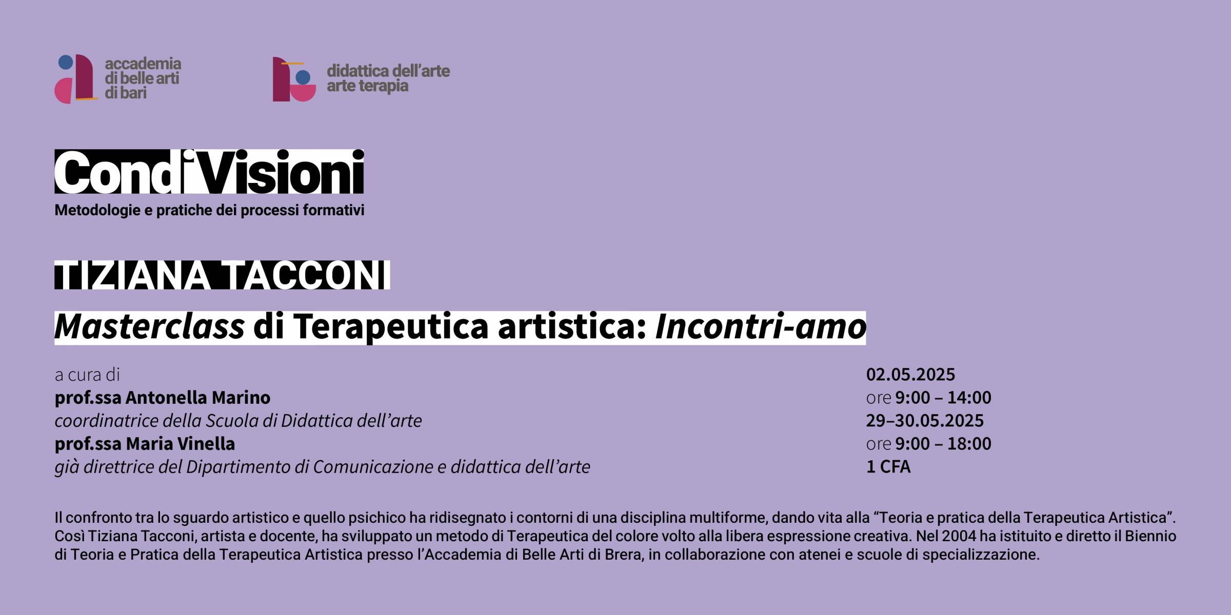 Masterclass di Terapeutica artistica: incontri-amo 
