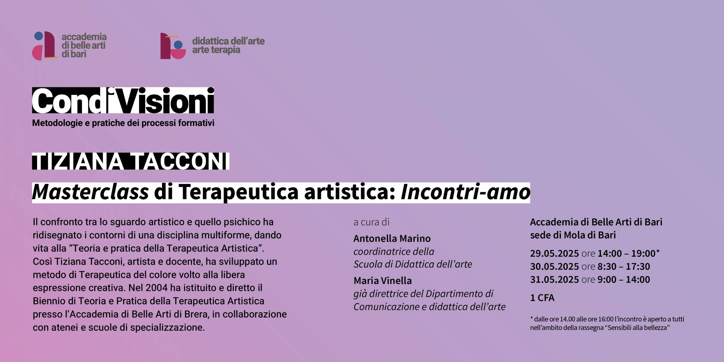 Masterclass di Terapeutica artistica: incontri-amo 