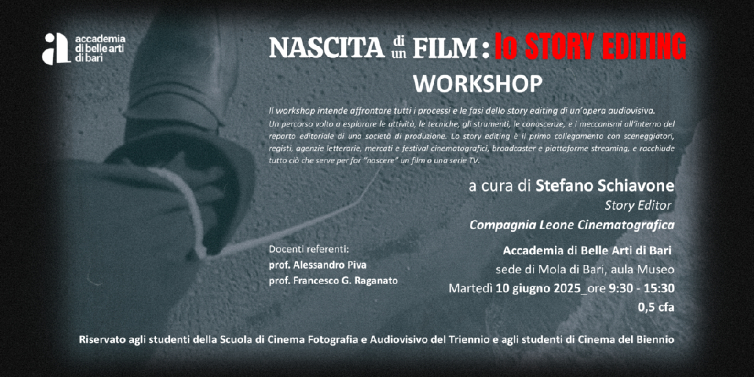 Workshop - Nascita di un film: lo story editing 