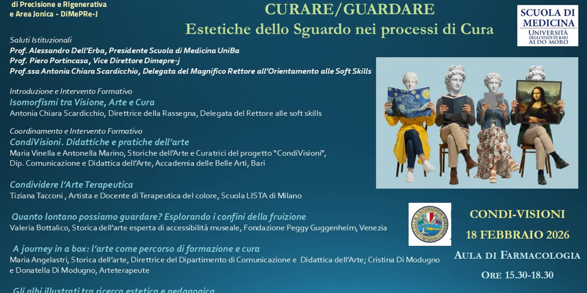 LE “BELLE ARTI” NELLE AULE DI MEDICINA: AL VIA LA NUOVA EDIZIONE DELLA RASSEGNA “RACCONTAMI UNA STORIA E RESTERAI IN VITA”